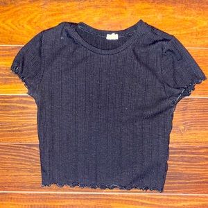 Black lettuce hem Garage Crop Top